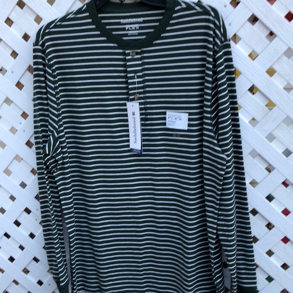 Men’s Henley3/4 Button Green Pullover.  Comfort Flex-FEELS SO SOFT!